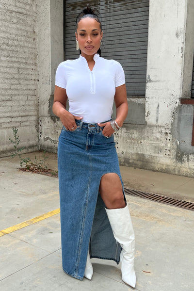 Re Worked Levi Denim Cut Out Skirt
