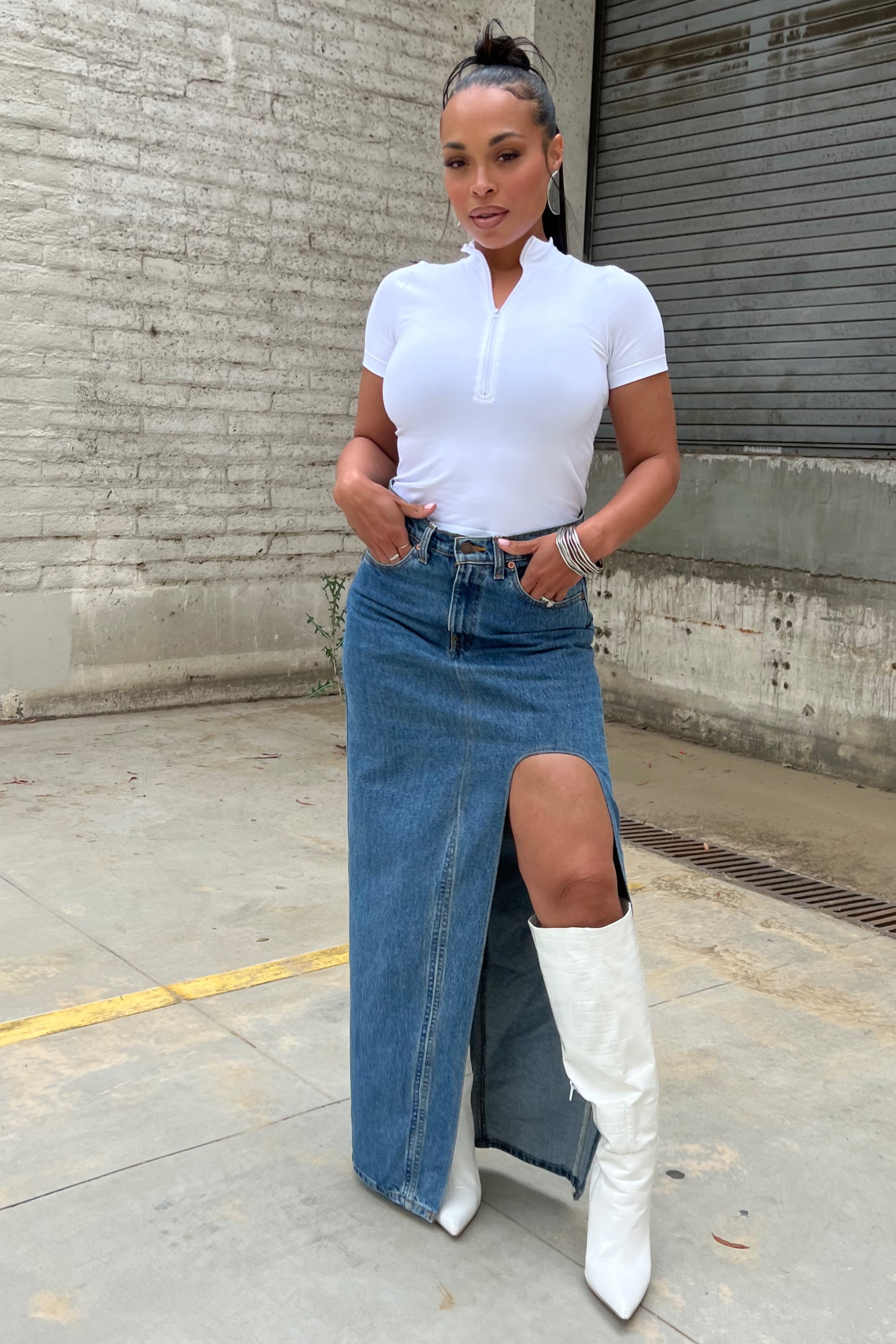 Re Worked Levi Denim Cut Out Skirt