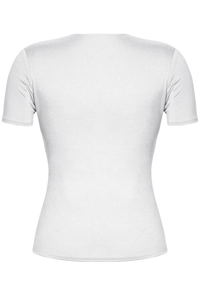White Short Sleeve V-Neck Solid Top