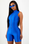 Royal Blue Athletic Zip Up Unitard.