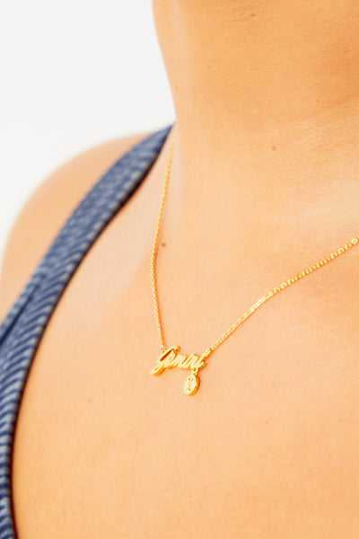 Zodiac Nameplate Necklace - Gold