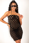 Black Hollow Out Tube Top Dress