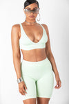Mint Basic Ribbed Biker Shorts